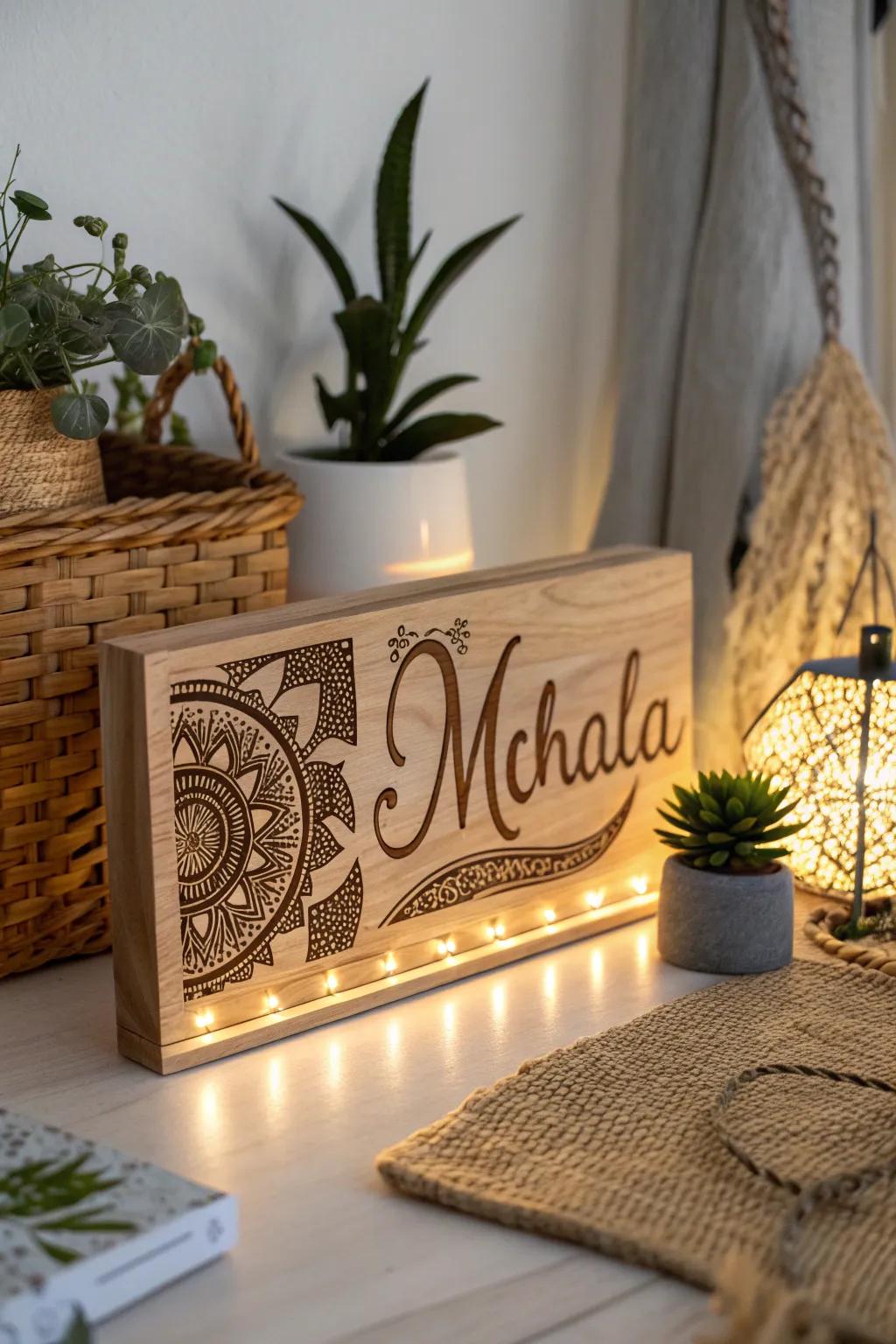 Illuminate your space and make a statement with this beautifully crafted LED backlit name marker.