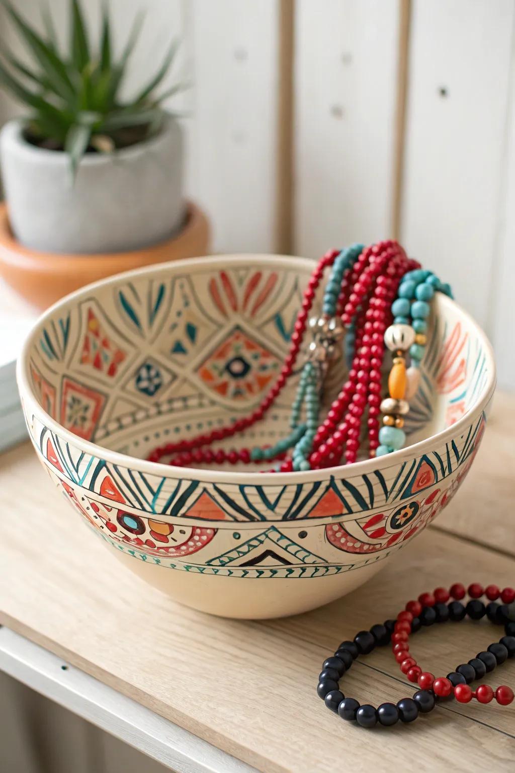 Elevate your necklace storage with artistic elegance and vibrant charm.