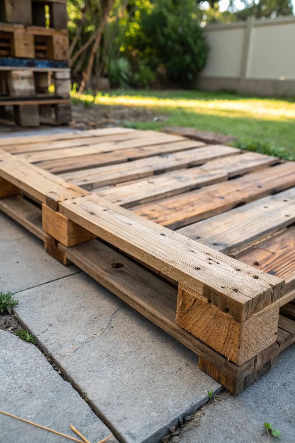 Elevate your outdoor setting with the rustic allure of wood shipping platforms.