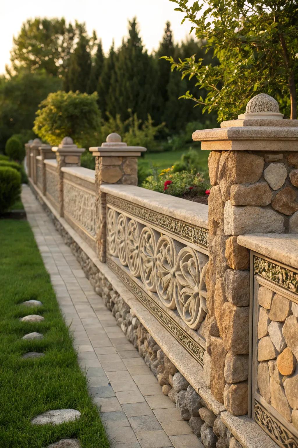 Timeless elegance aligns with unparalleled privacy in the form of expertly crafted rock walls.