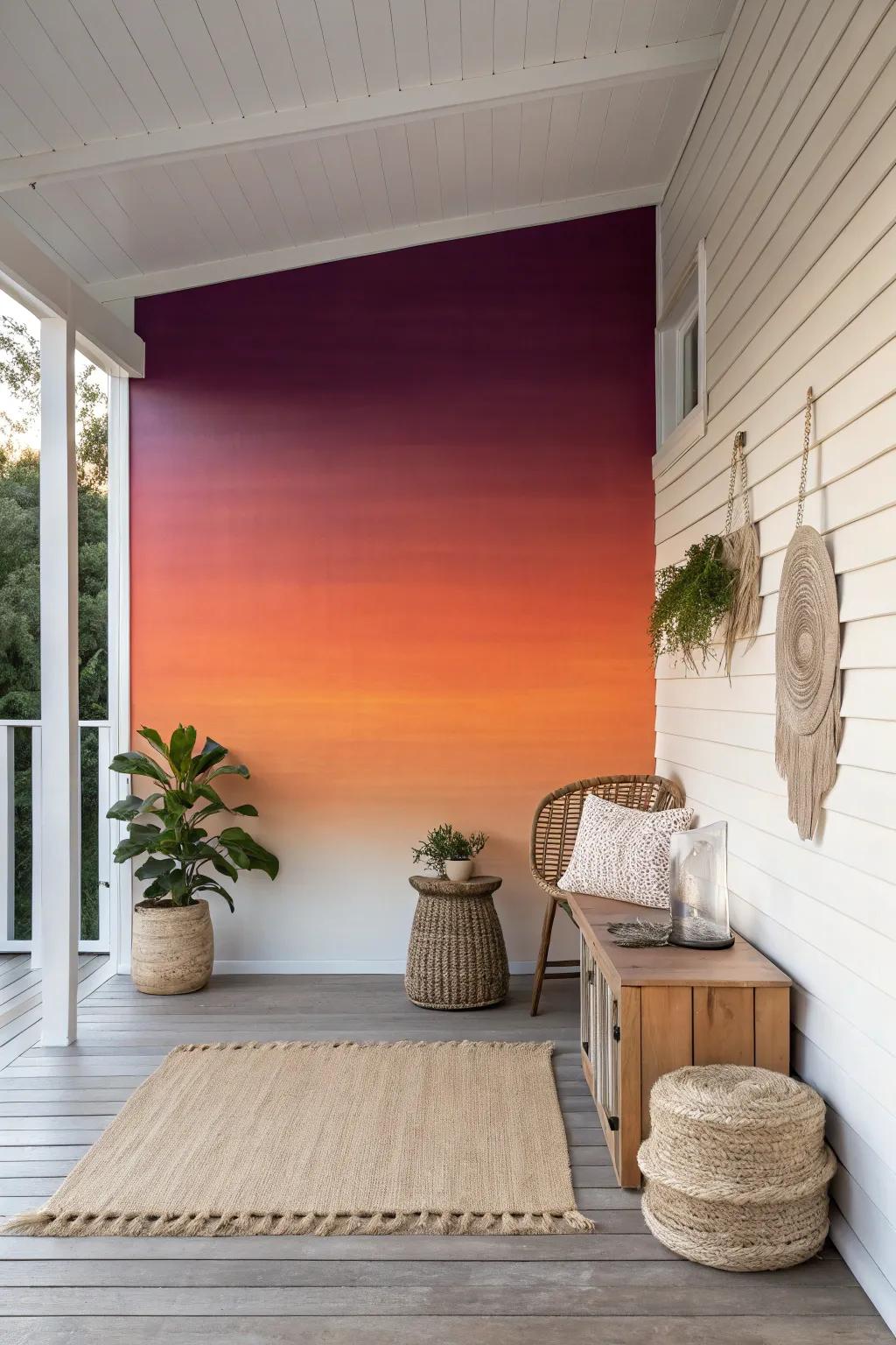 Capture the beauty of a sunset right on your porch with a stunning gradient panel. #ScandinavianBoho #PorchInspiration