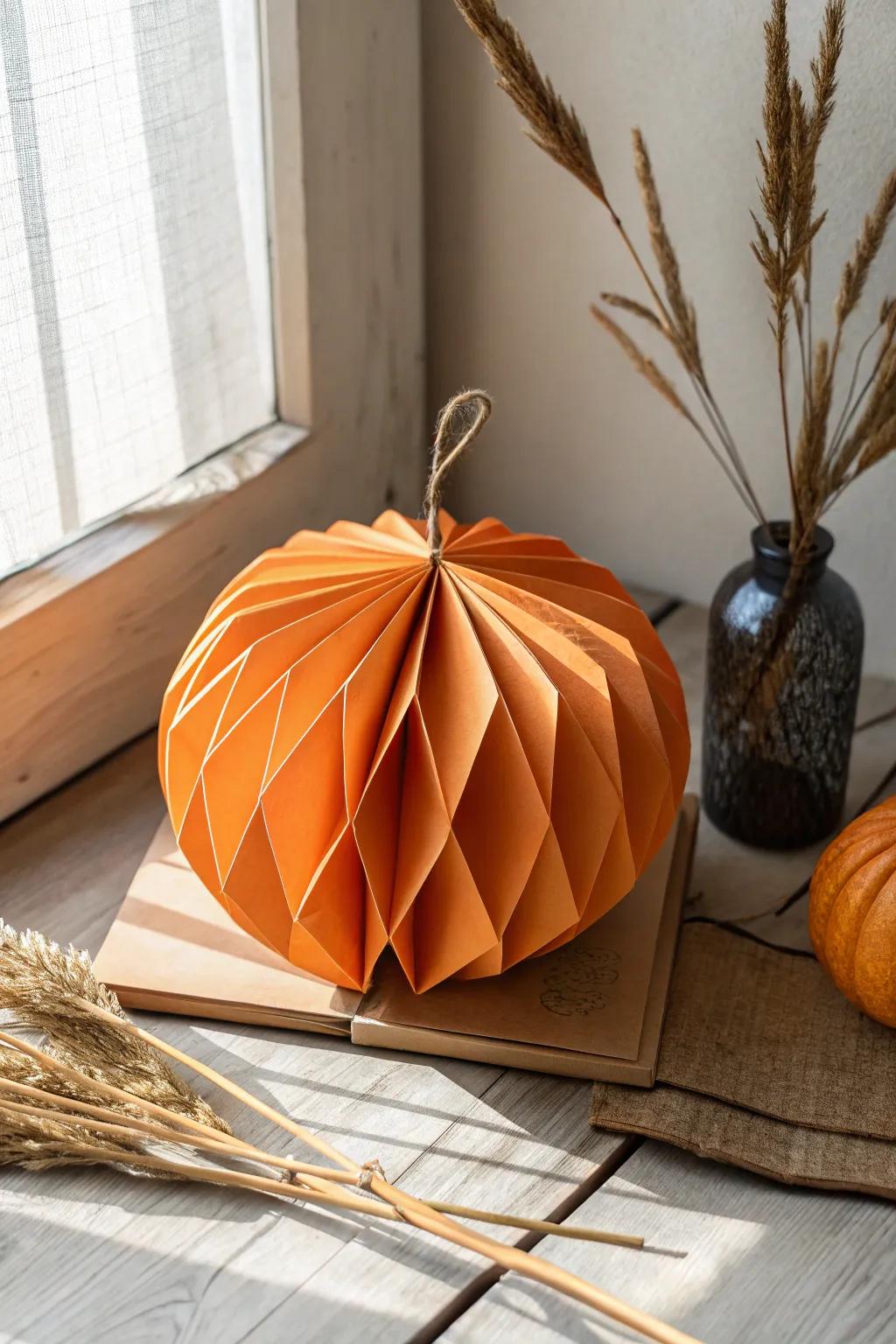 Add a festive glow to your home with these charming paper pumpkin lanterns.
