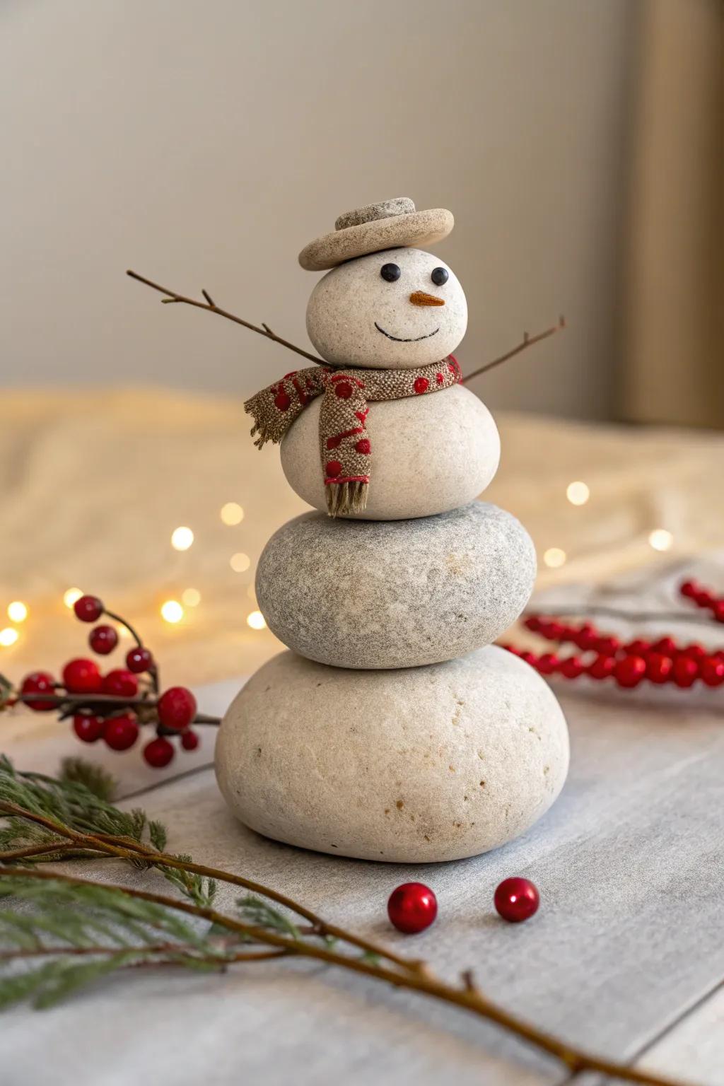 Celebrate the holidays with charming pebble art that brings nature's beauty indoors. 🎄✨