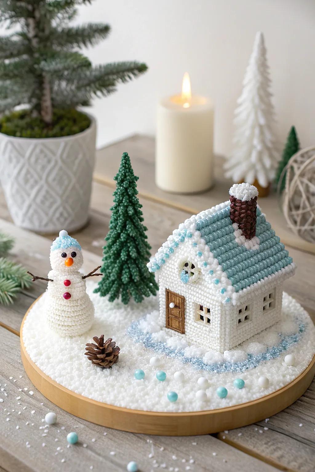 Embrace the enchantment of the season with this charming fusing bead snowy panorama, flawless for contributing a hint of handcrafted loveliness to your abode.