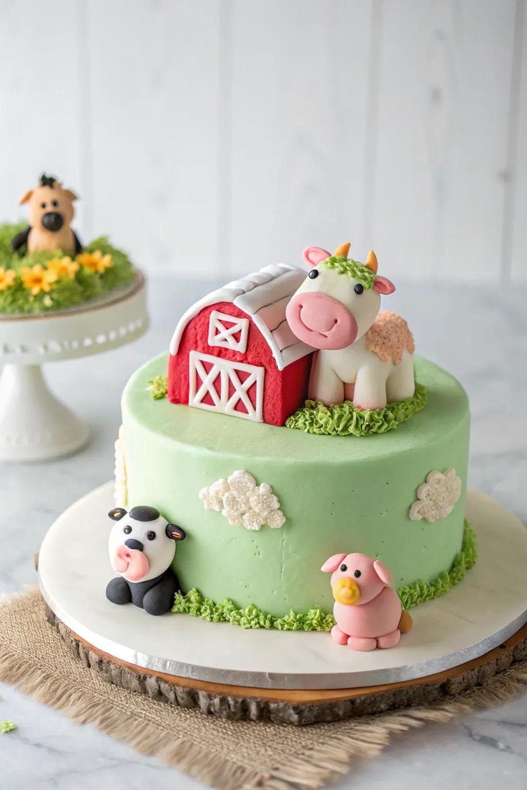 Celebrate with a moo-velous farmstead cake that brings charm and delight to any birthday bash!