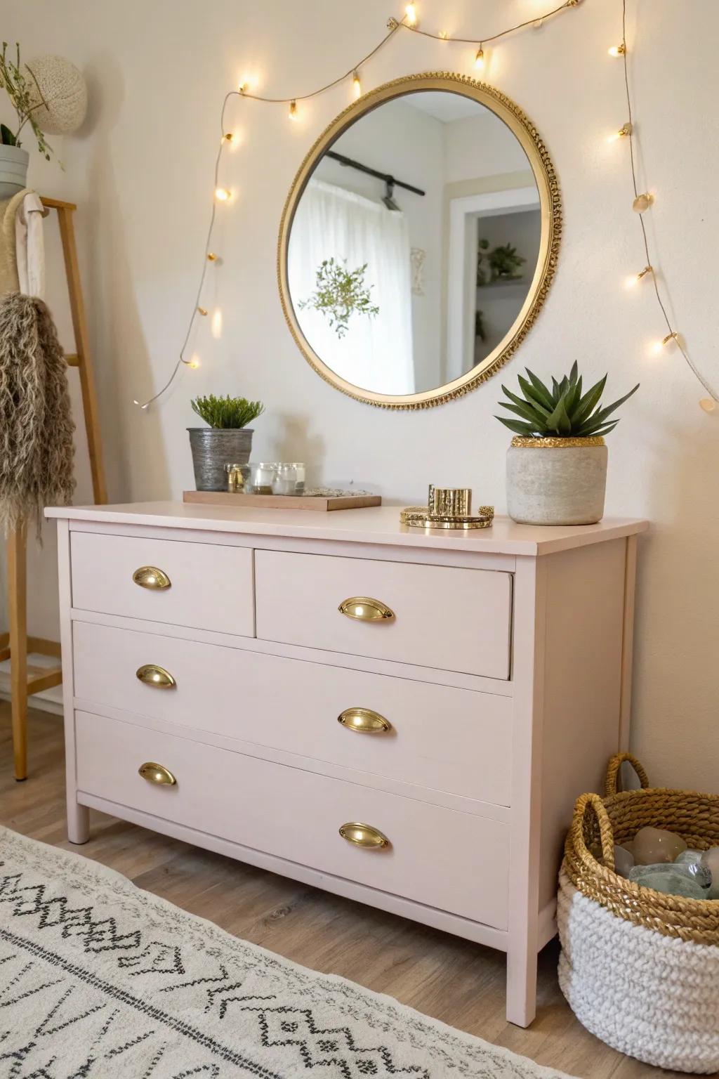 Transform your space with a touch of elegance: DIY vanity magic from an old dresser.