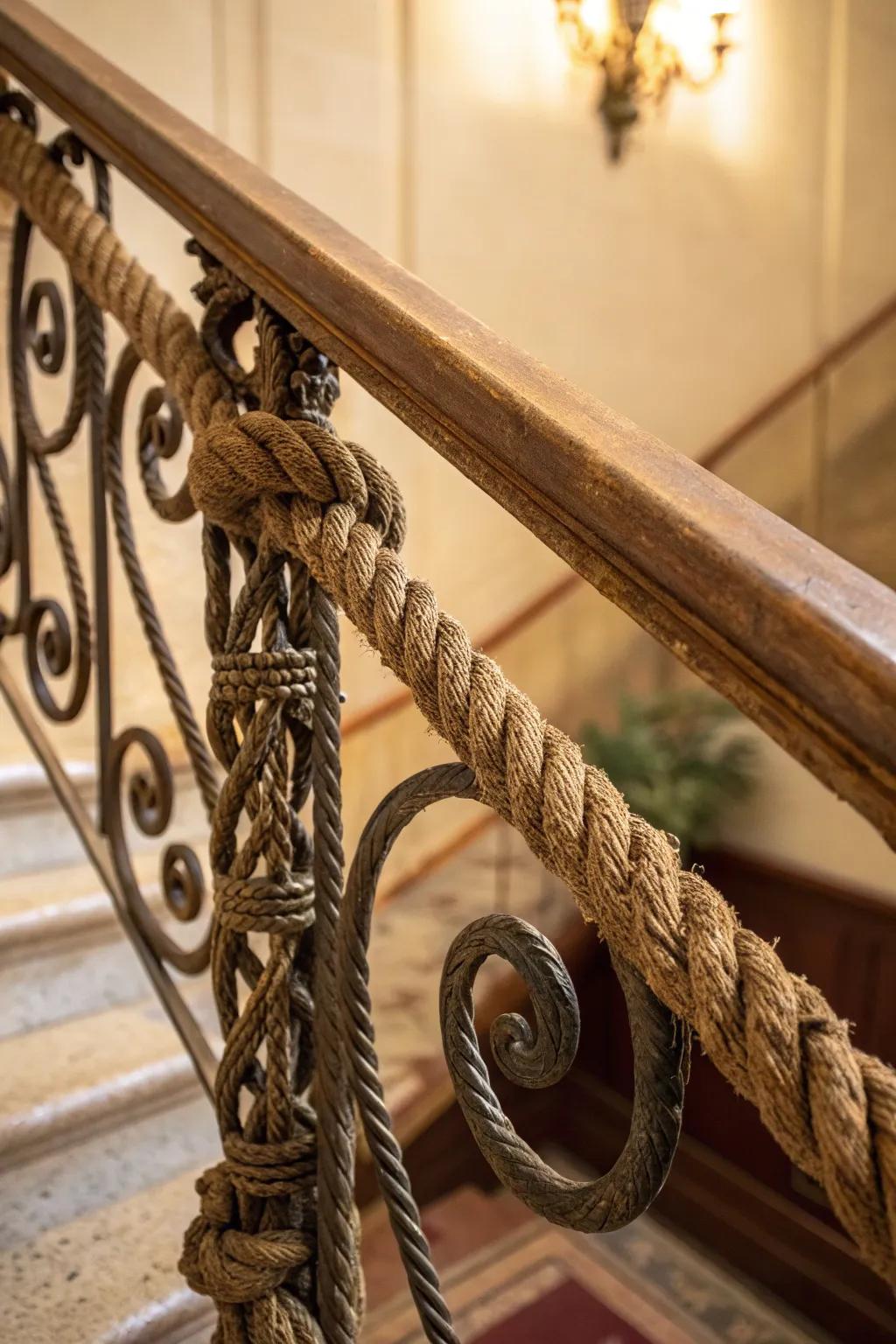 Embrace vintage charm with timeless rope handrails.
