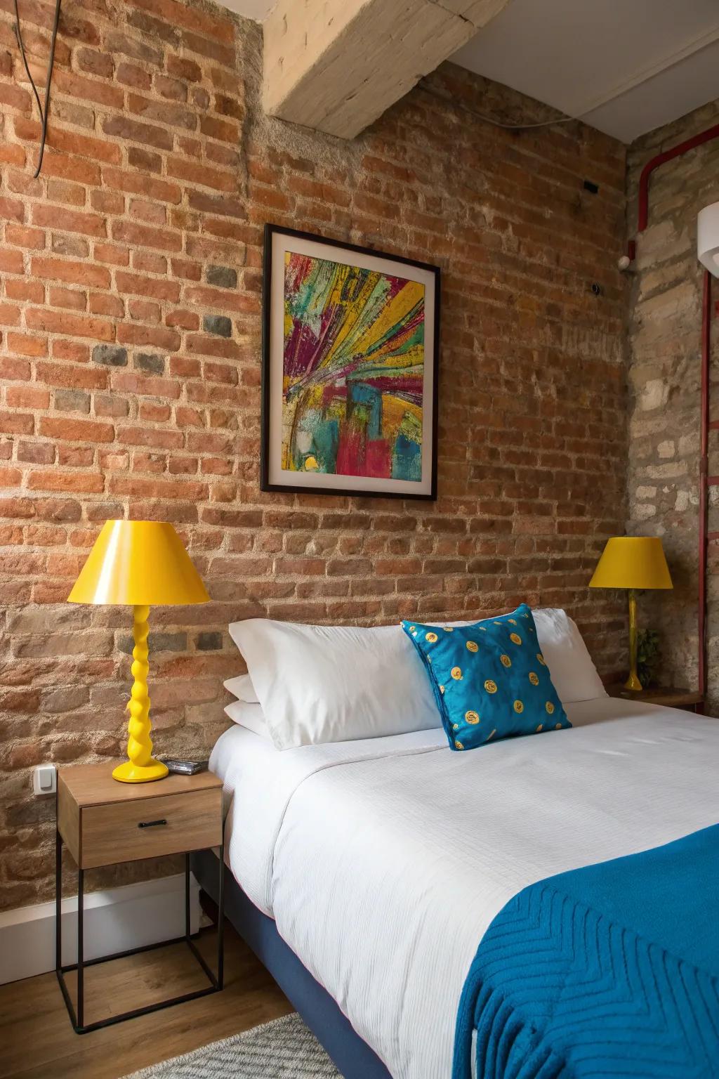 Unforeseen bursts of pigment applying a vivacious twist to the rustic setting.