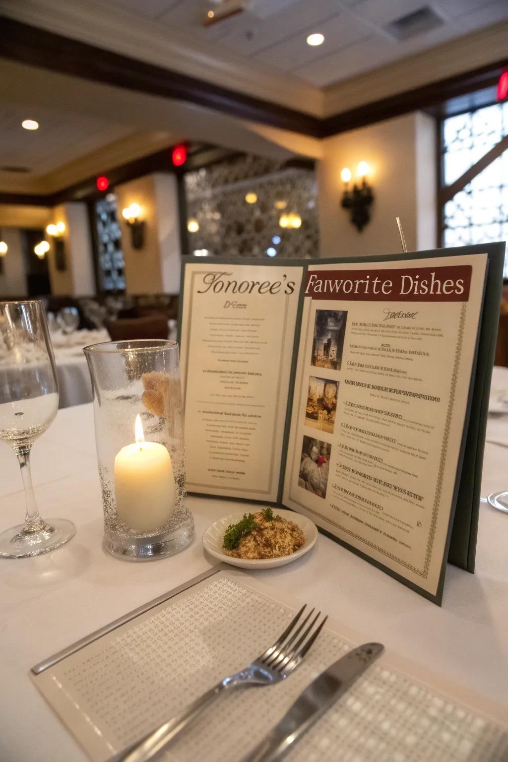Custom menus adding a personalized touch to the celebration.