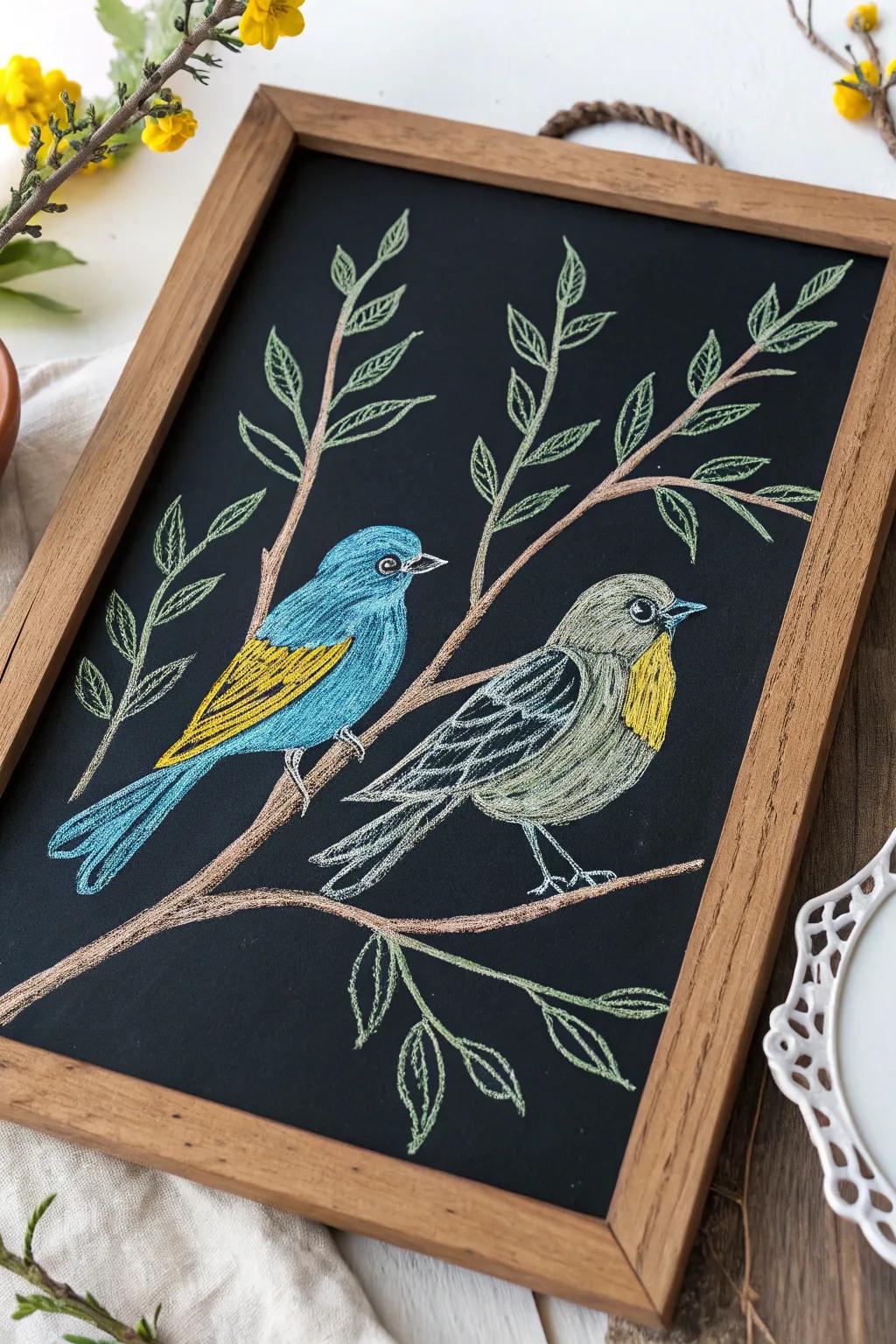 Welcome the spirited essence of spring with minimalist chalkboard artistry that sings with color and simplicity.