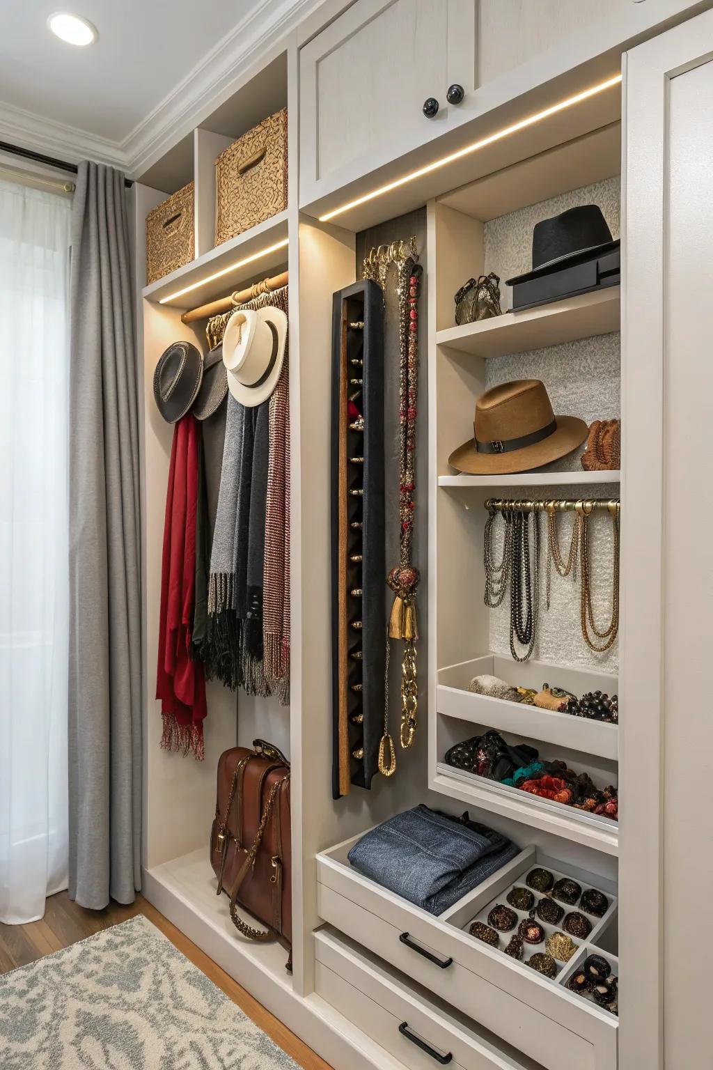 A dedicated accessory section adds convenience and elegance.