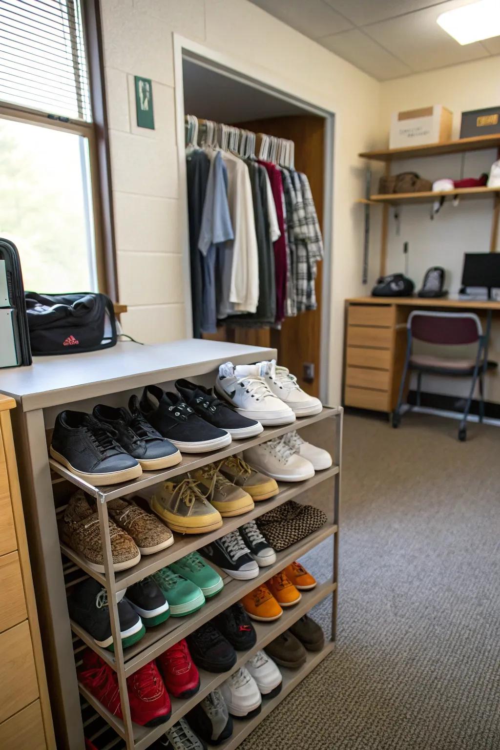A footwear rack keeps your footwear organized and accessible.