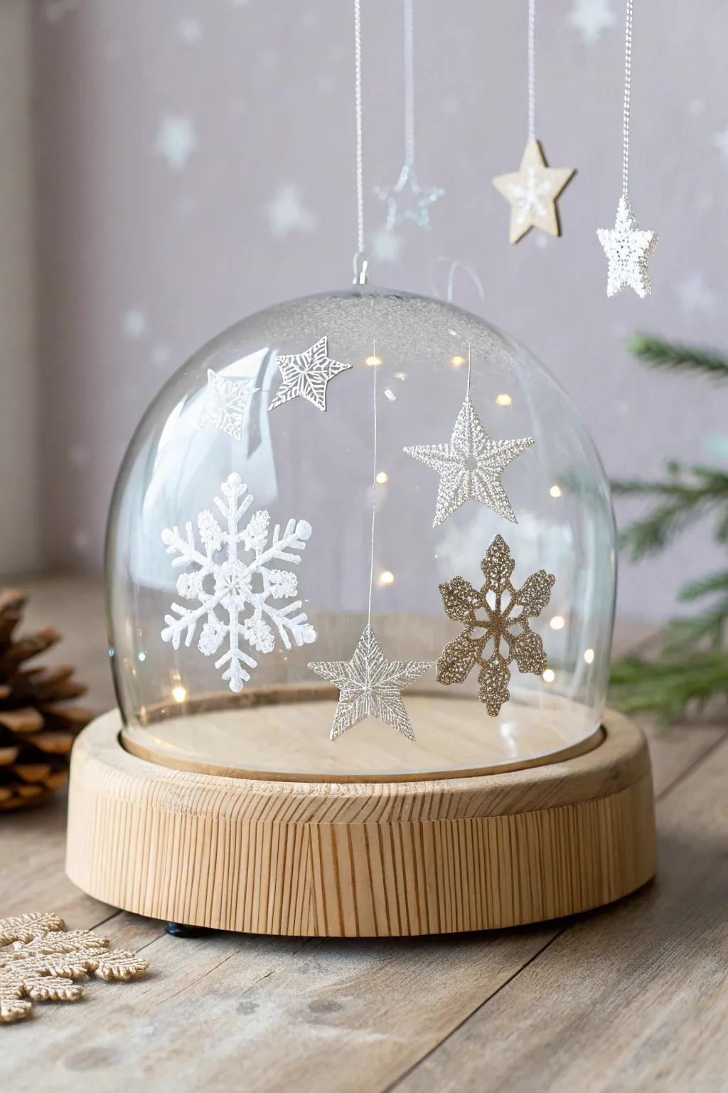 Elevate your artistry showcasing this enchanting Soaring Element Snowglobe, wherein celestial bodies and snow crystals pirouette mid-air. ✨❄️ #CraftMagic #ScandiBoho