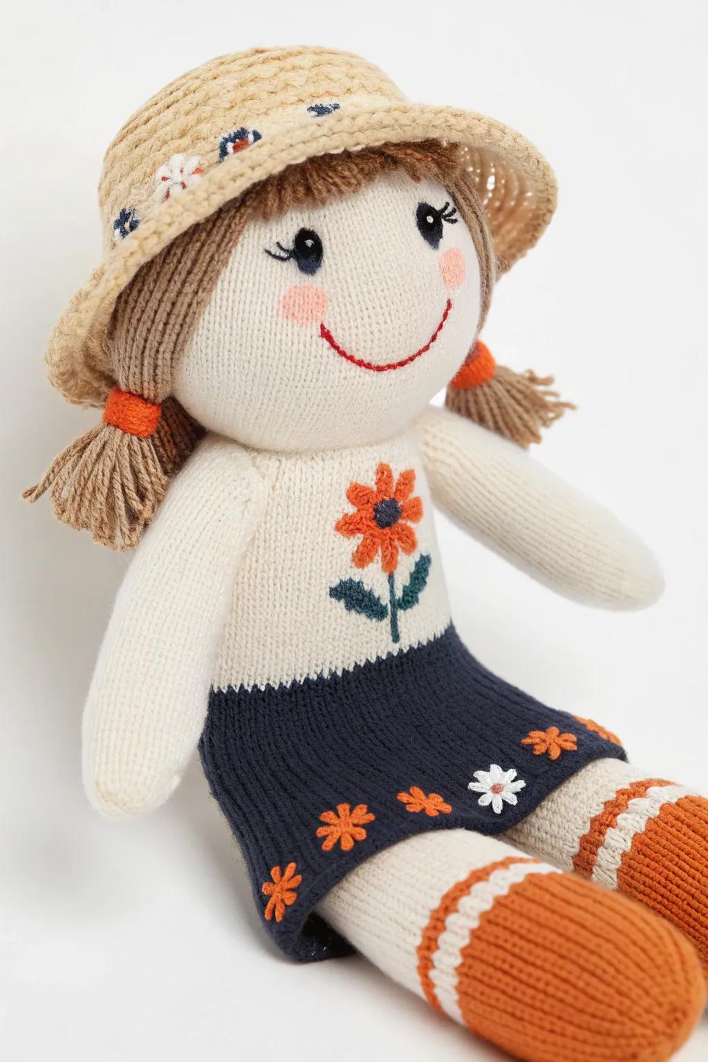 Brighten your day with a charming sock doll that smiles back at you!
