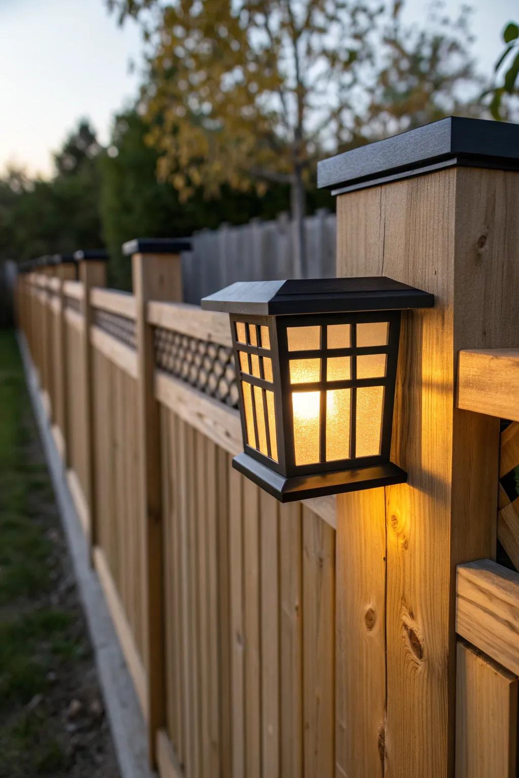 Enliven your outdoor vista with chic solar fence lights, interweaving Scandinavian clarity with Boho charm.
