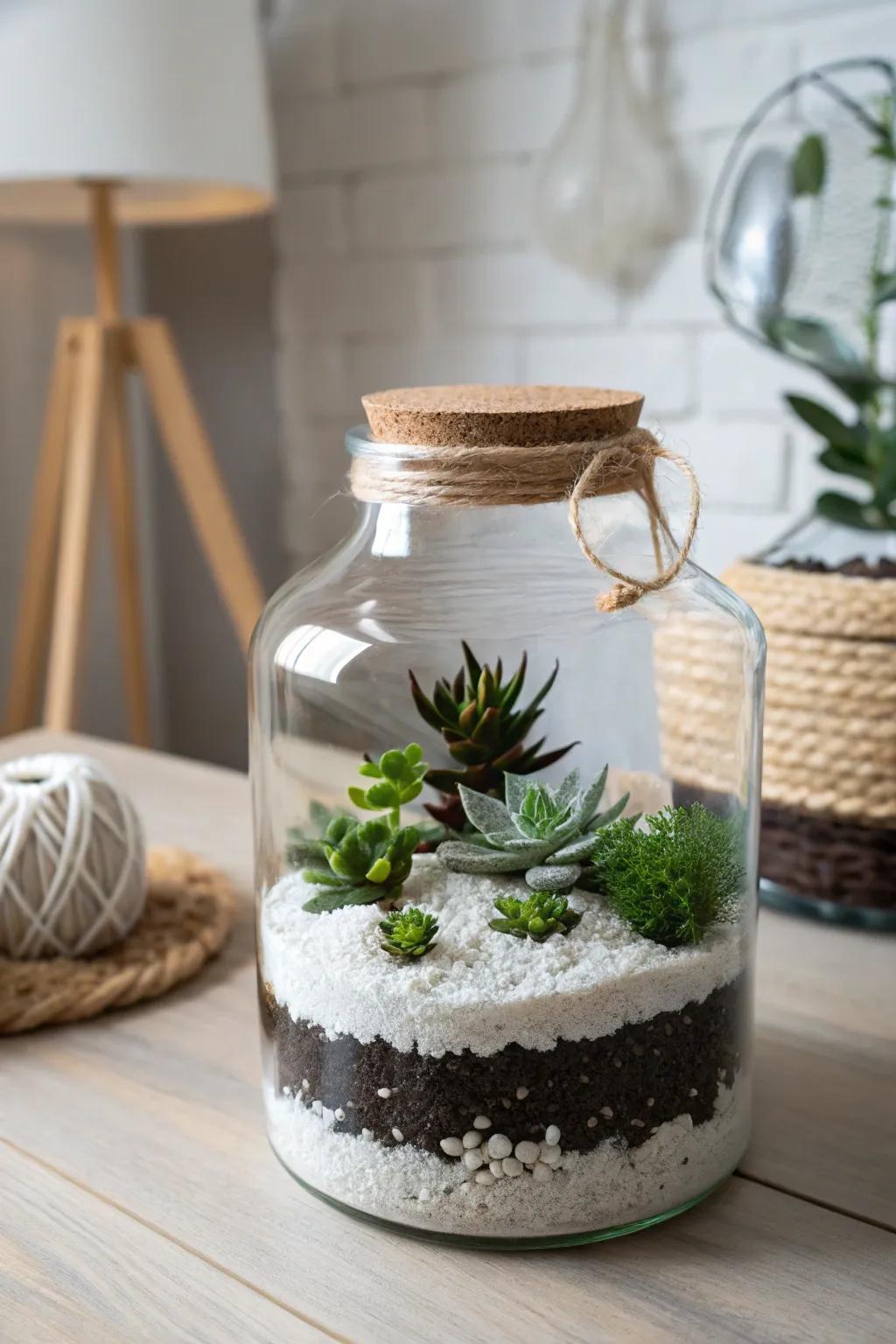 Introduce a fragment of nature indoors with these beautifully crafted glass container botanical gardens, impeccable for introducing a boho-chic vibe to any area!