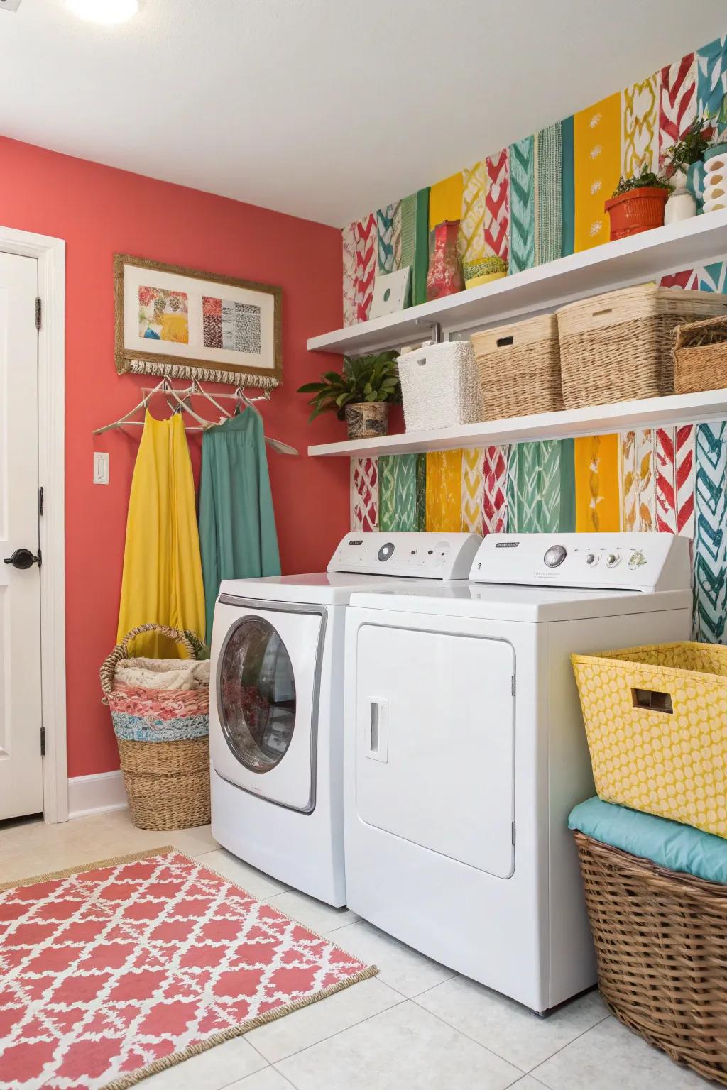 Bold colors inject vitality into your laundry area.