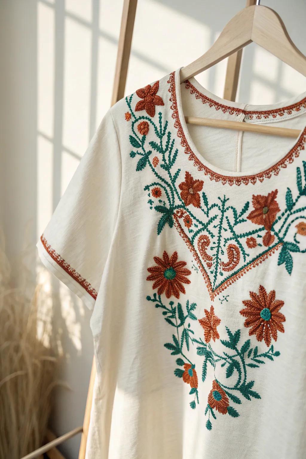 Elevate your style with exquisite embroidery that brings a touch of handmade elegance to your wardrobe.