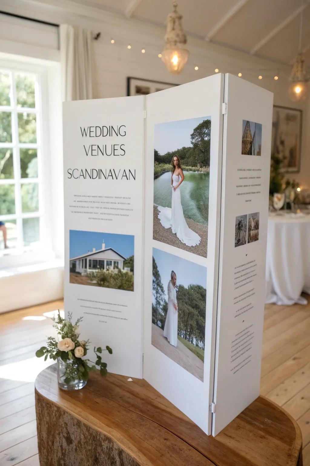 Elevate your wedding strategy using a stunning trifold board that integrates Scandinavian minimalism with bohemian elegance. Ideal for the modern bride!