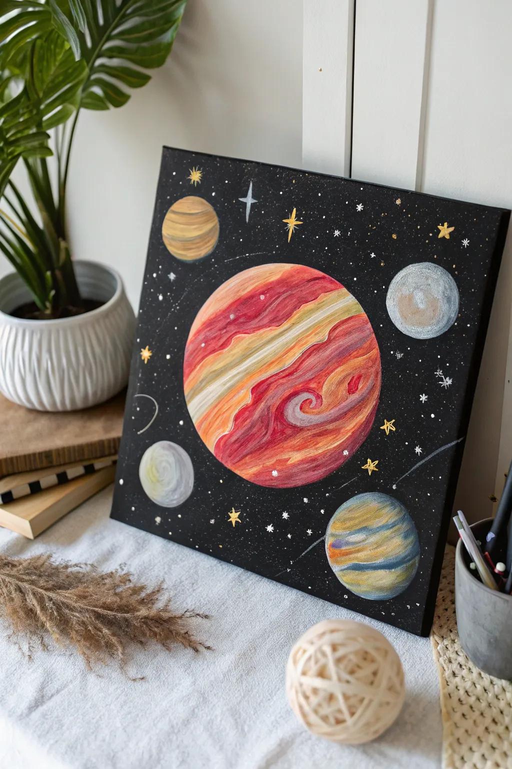 Explore the cosmic ballet of galactic forms with this enchanting magnum opus that merges understated elegance with boho charm.