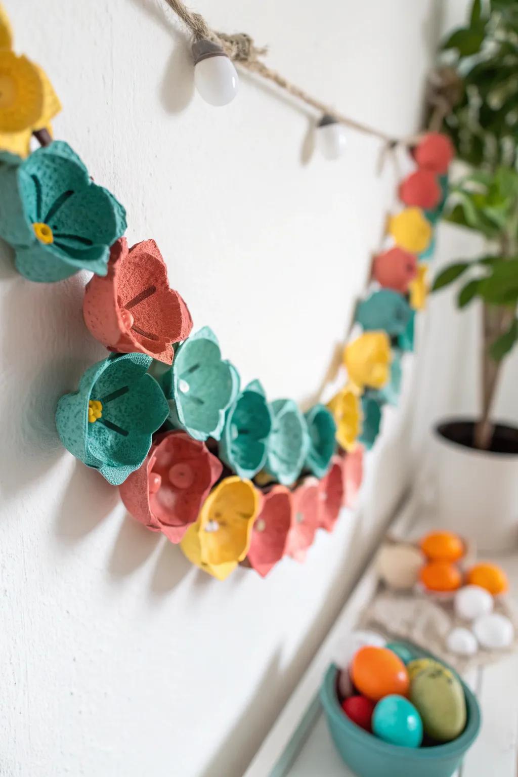 Transform egg cartons into vibrant garlands and add a touch of crafty elegance to your space!