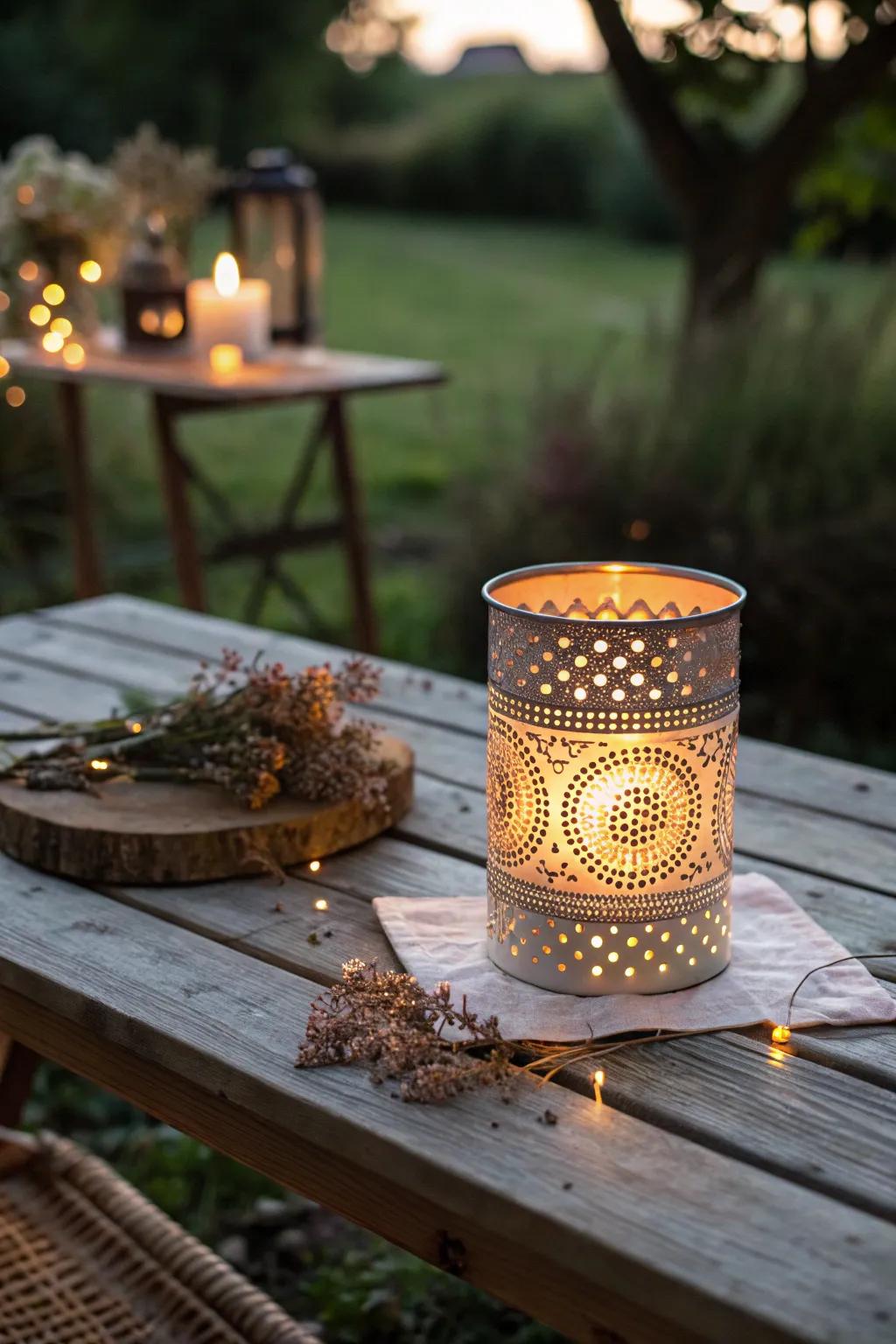 Illuminate your exterior expanse utilizing the allure of repurposed tin can luminaries.