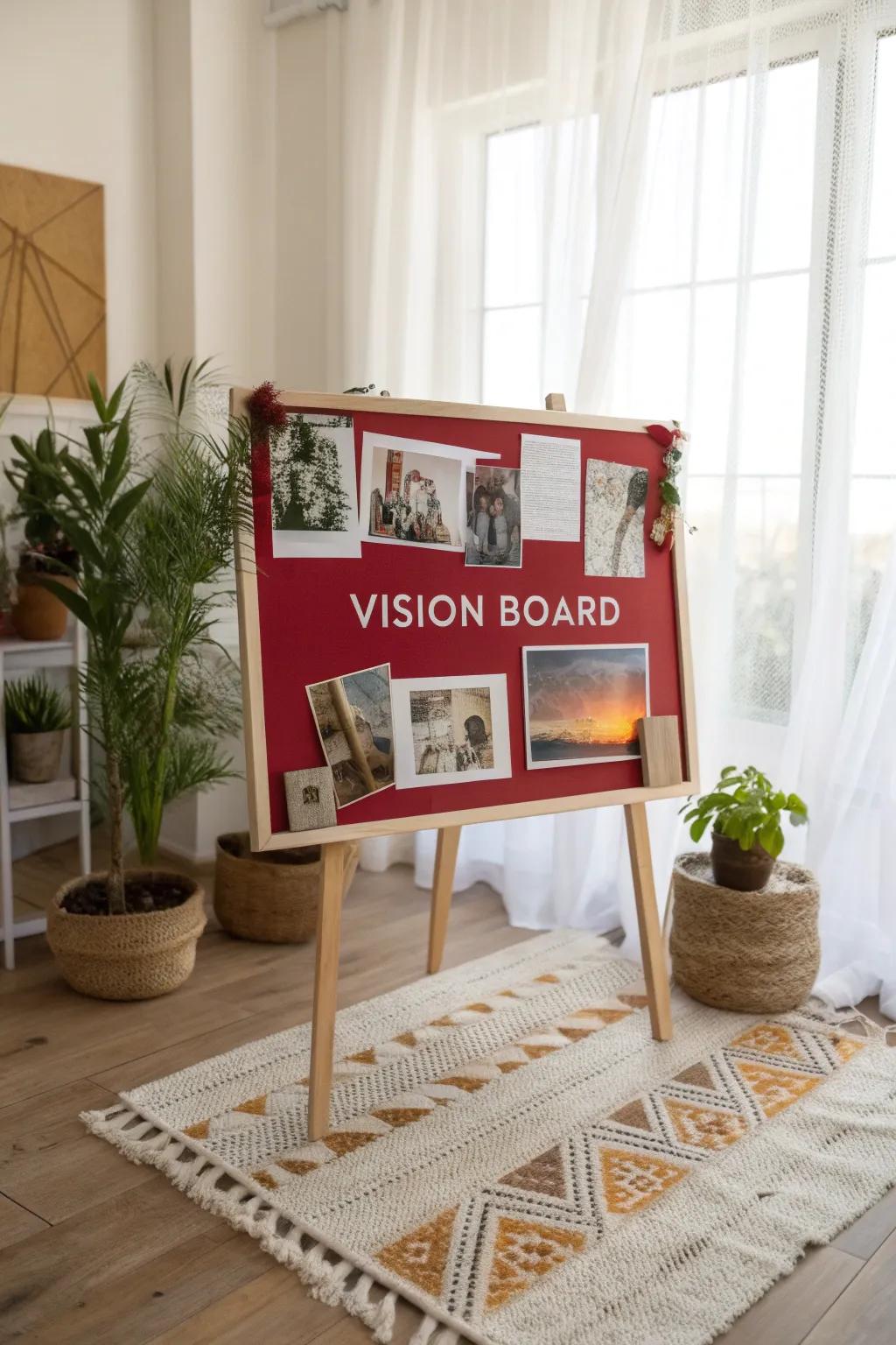 Capture your aspirations and objectives stylishly: Render your vision board celebration an annual custom with acquaintances.