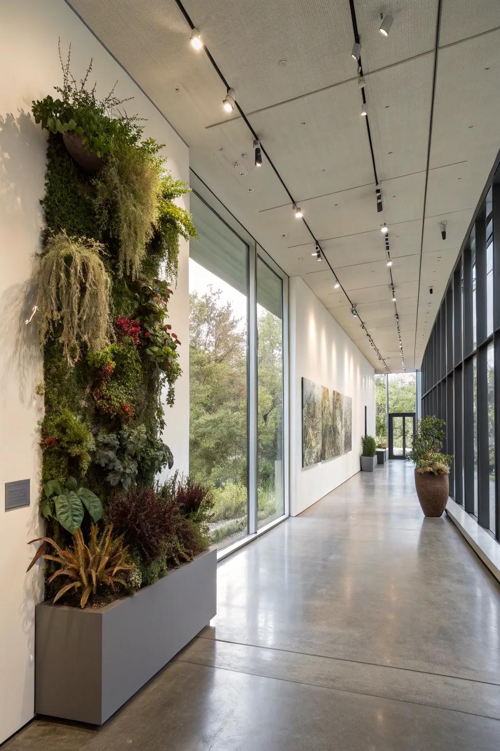 A modern gallery expanse presenting bold and sculptural flora engagements as striking wall décor.