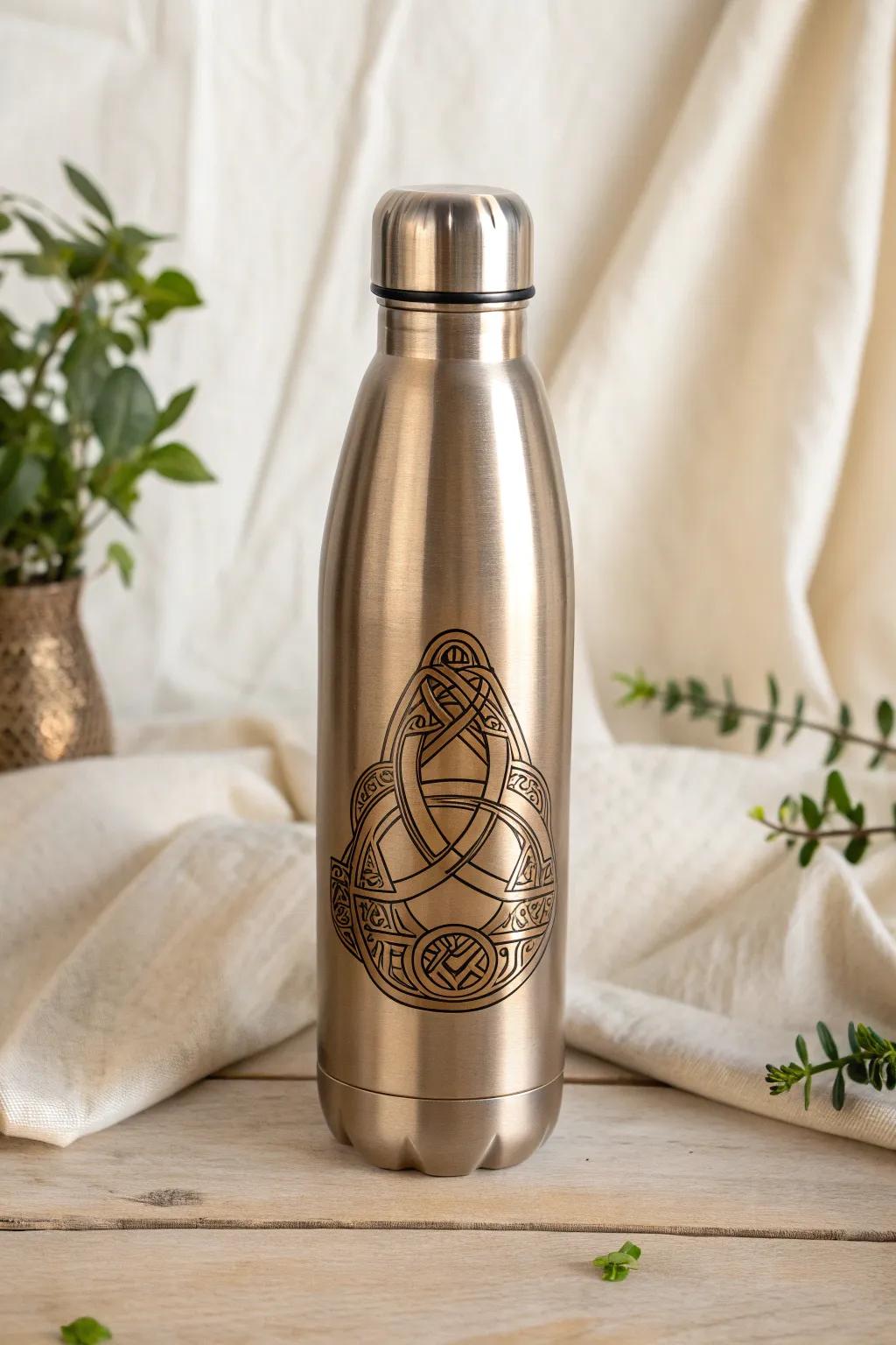 Embrace your roots with every sip – a Celtic knot water bottle that blends heritage with elegance.