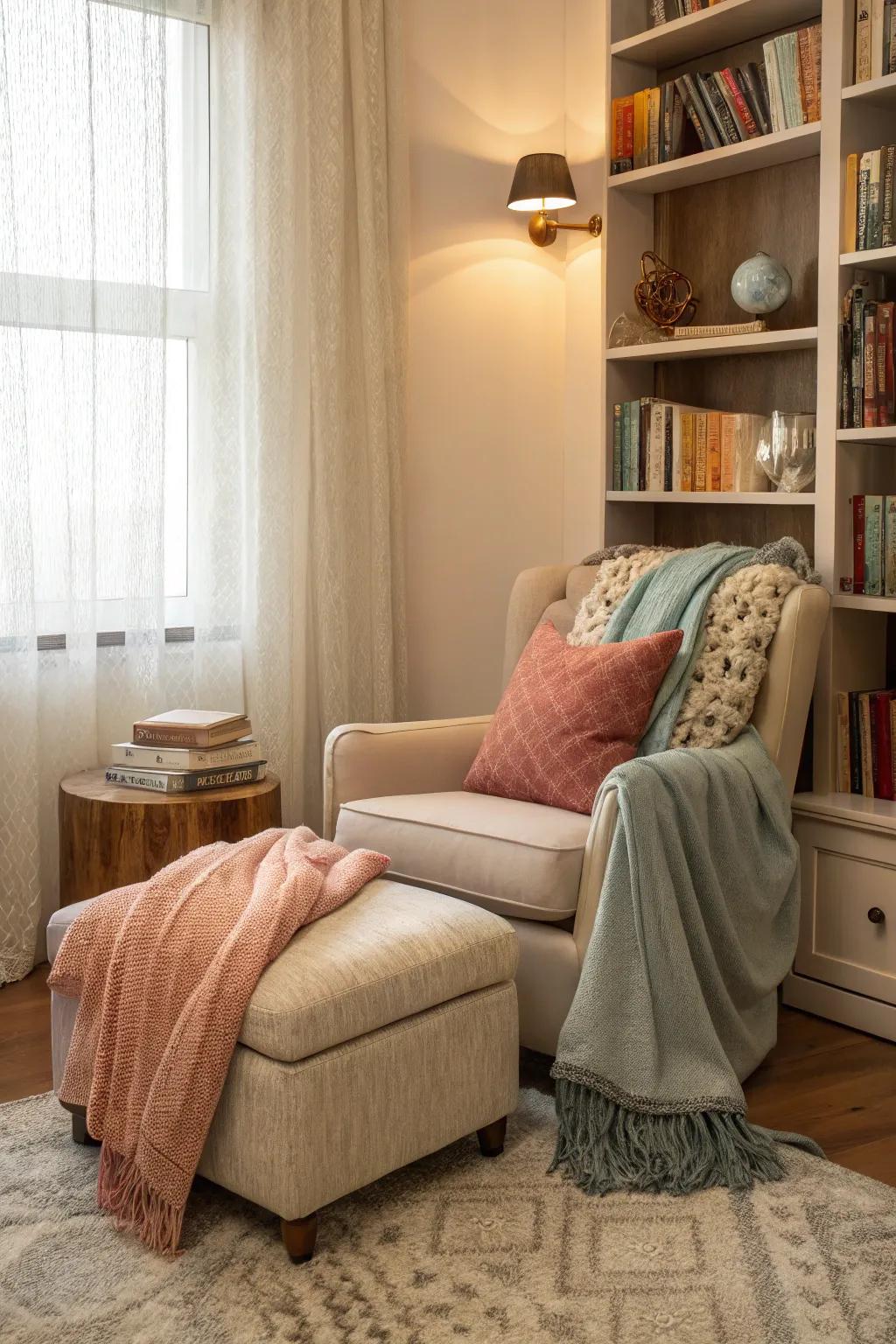 An intimate cranny for relaxation and conversation.
