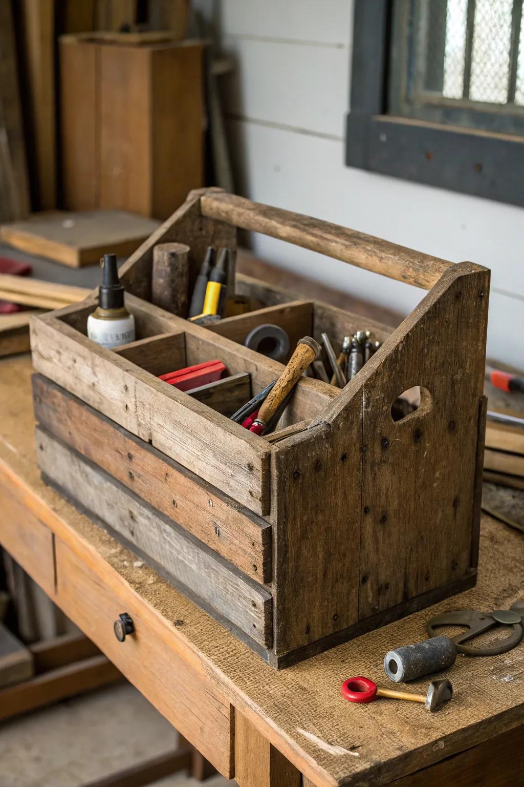 Transform vintage crates into stylish, rustic storage solutions for your bench.