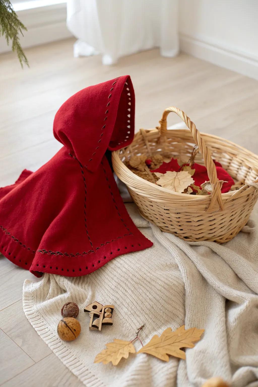 Embrace the enchantment of fairytales utilizing this notion for Diminutive Red Riding Hood attire, ideally suited for your young one's inaugural Halloween.