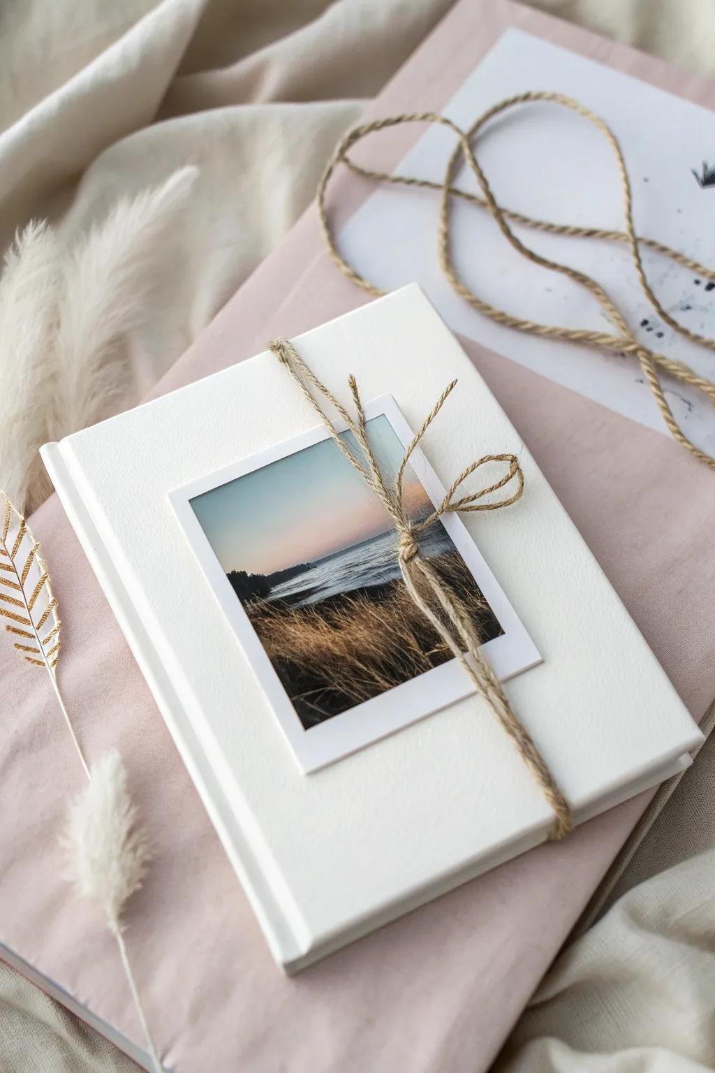 With a treasured photo, add a personal touch to your book cover, combining minimalist design with boho beauty.