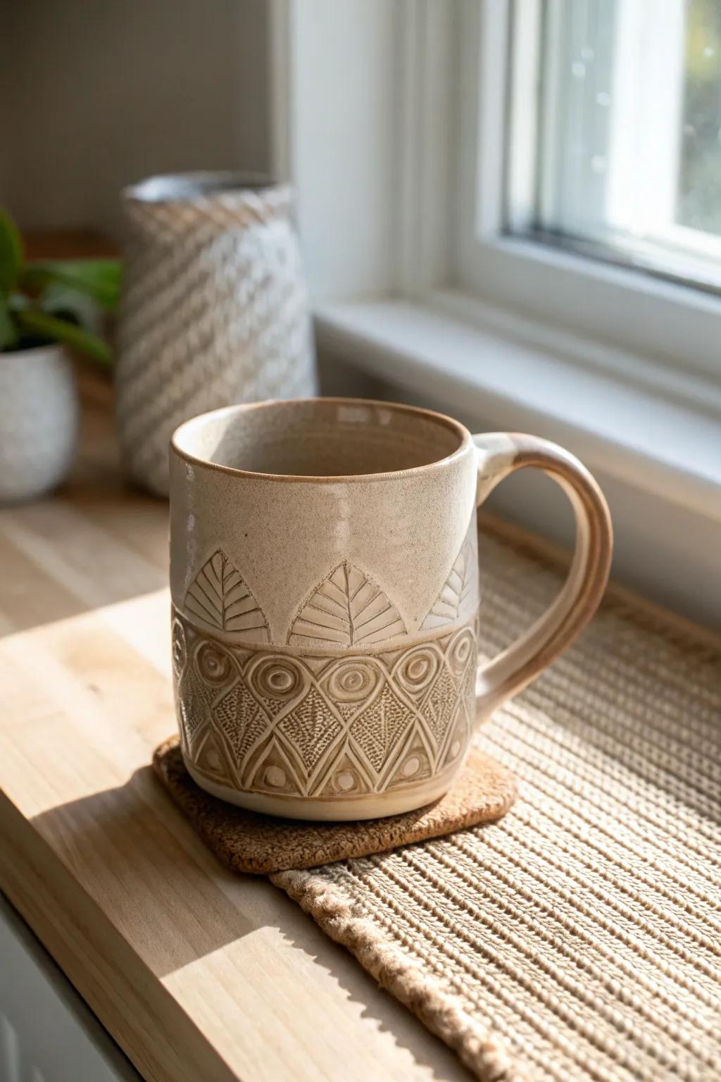 Embrace the beauty of handmade pottery with this artisanal ceramic mug, perfect for adding a unique touch to your kitchen.