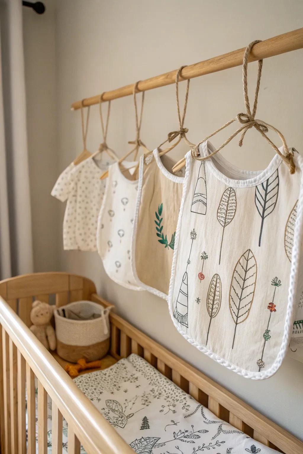 Curate a charming display of your handcrafted bibs with a minimalist touch.