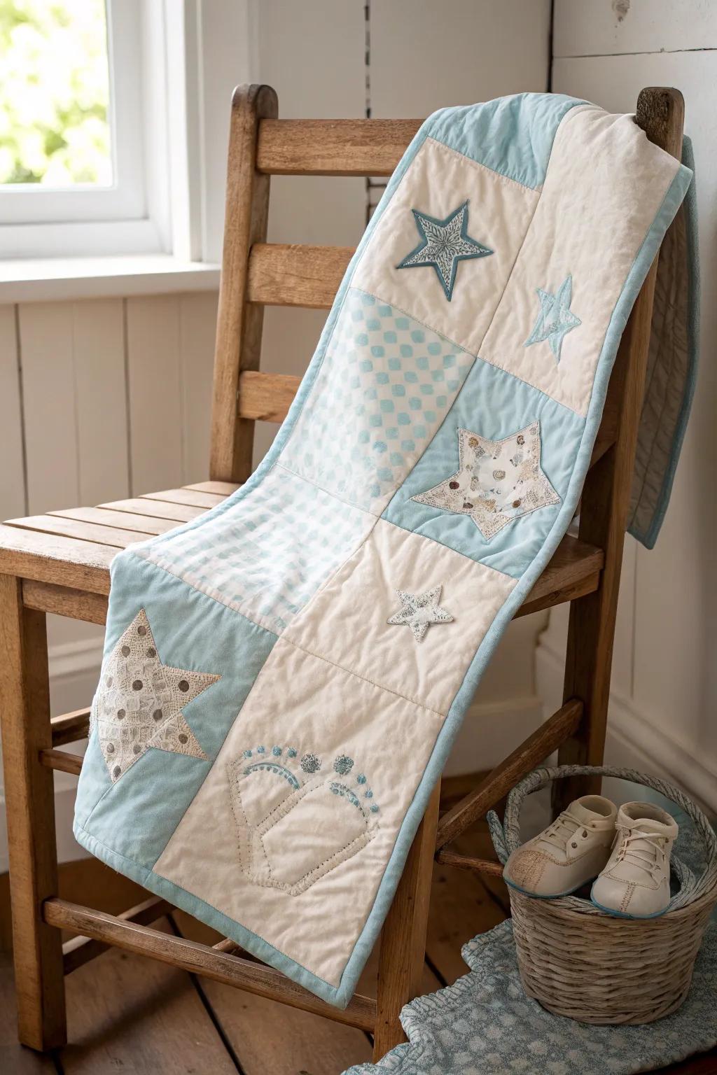 Embrace the charm of handcrafted embellishment—where every footprint and star narrates a tale of affection and warmth.