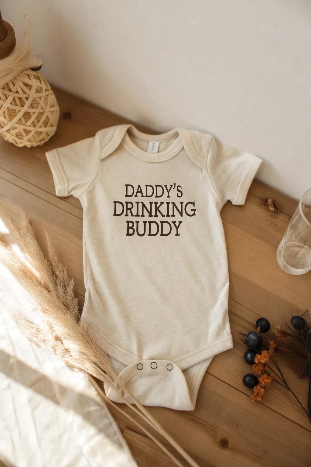 A hint of humor and style for your little one's wardrobe—'Papa's Sipping Partner' onesie!