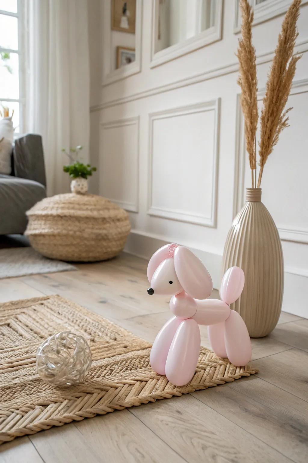 Add a touch of whimsy to your space with a charming balloon puppy, where playful meets minimalist elegance.
