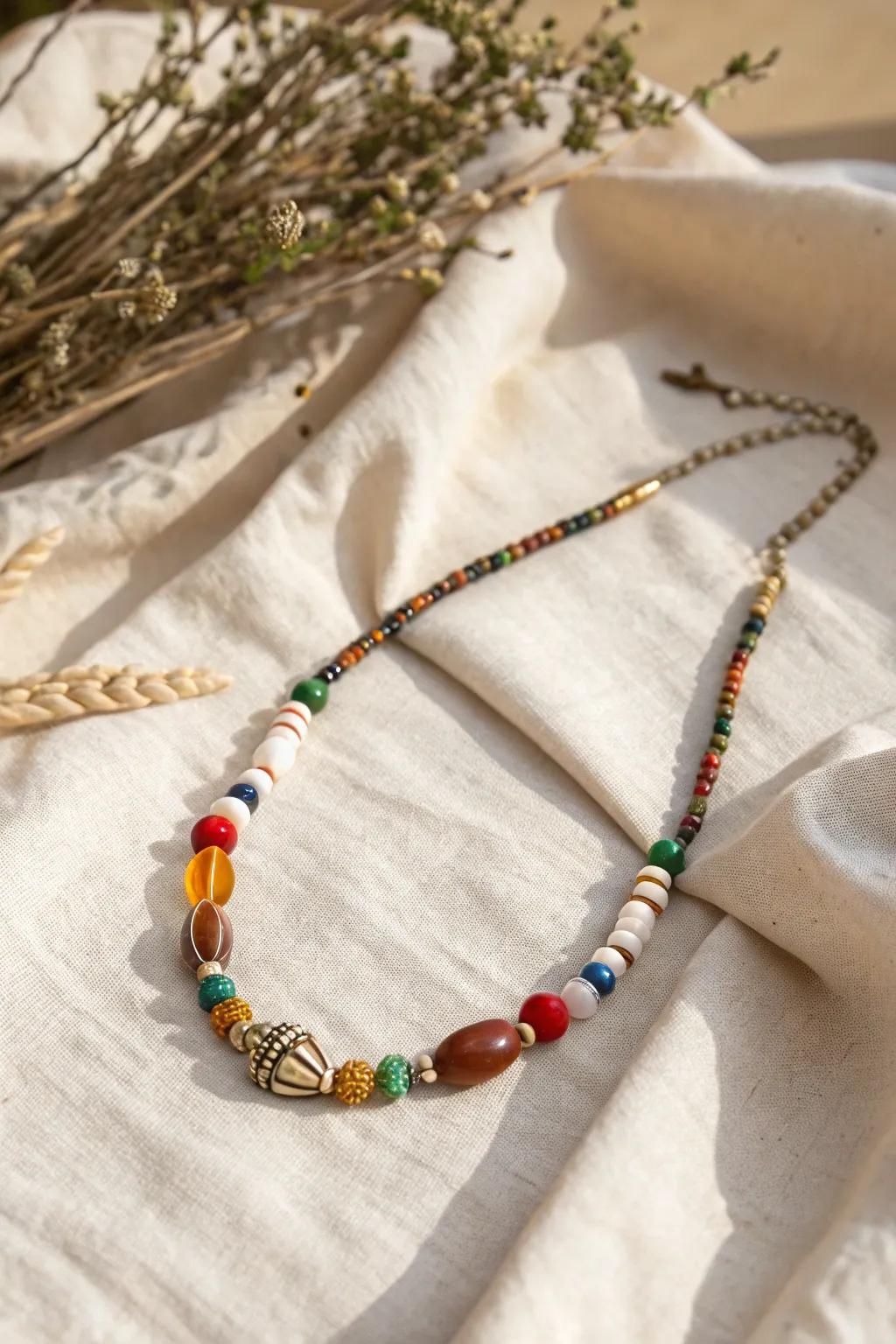 Embrace global beauty with this varied heritage beaded necklace, where each bead narrates a singular story.