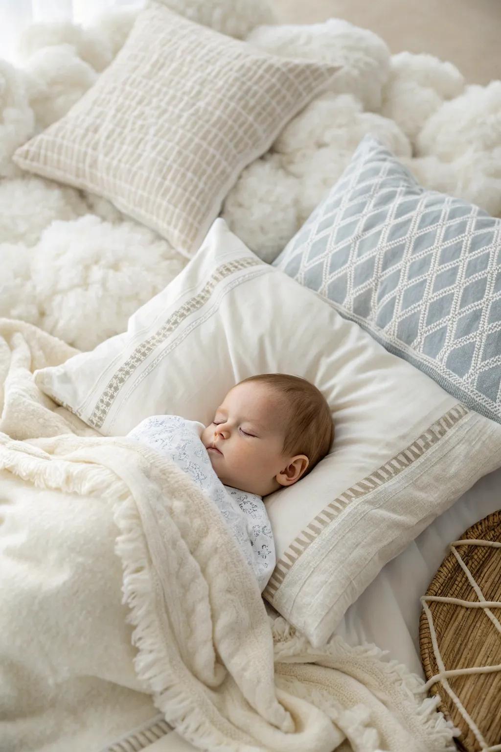 Fanciful slumber embraced within a cumulus of solace.