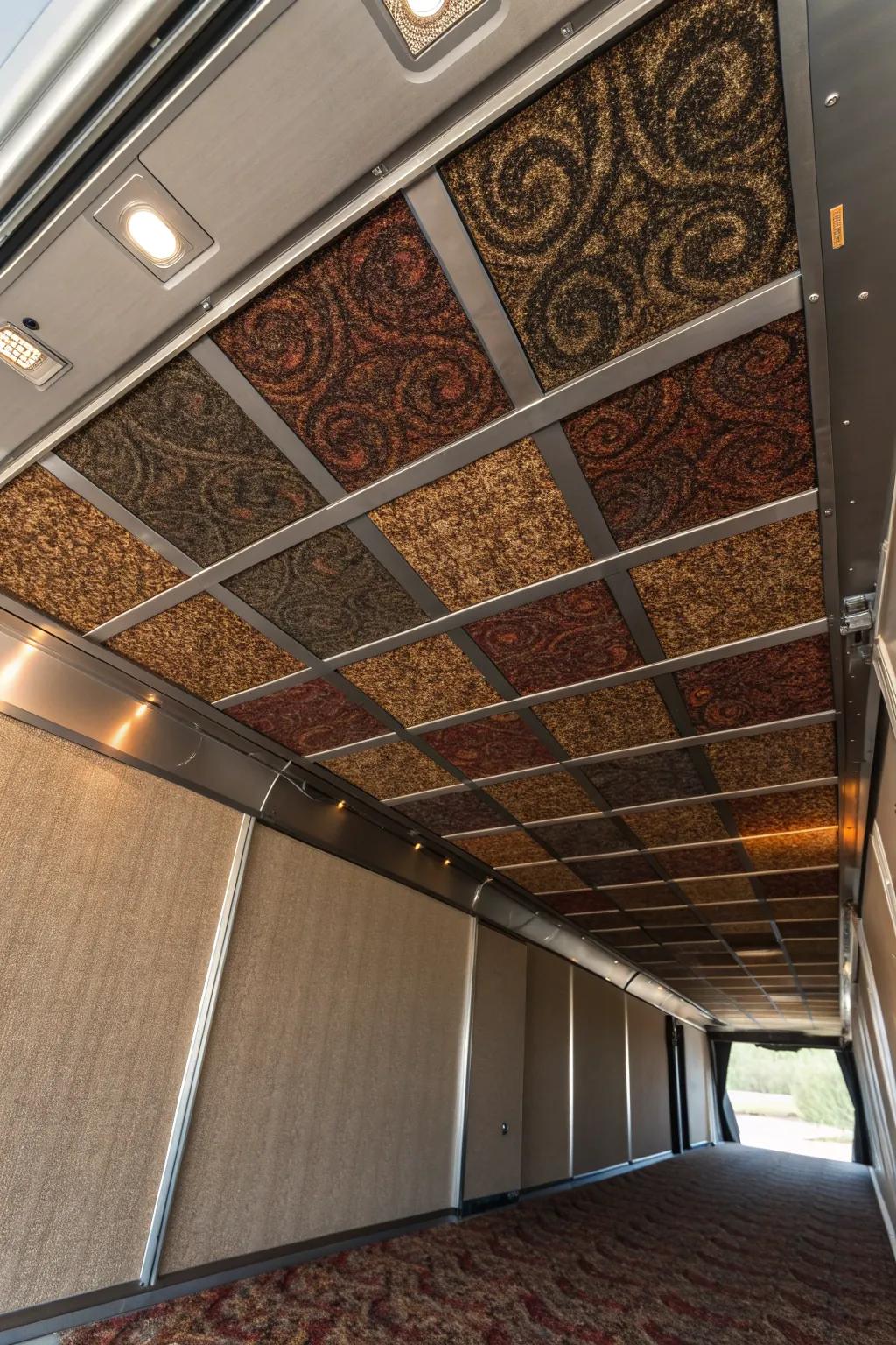 Transform your cargo trailer with the warmth and style of carpet tiles. Experience the blend of comfort and craftsmanship.