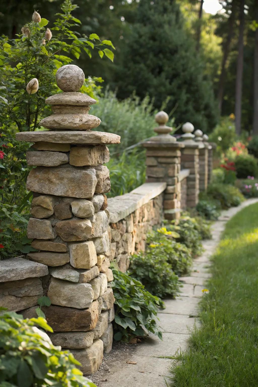 Embrace the art of nature with a countryside stone fence that harmonizes beauty and durability.