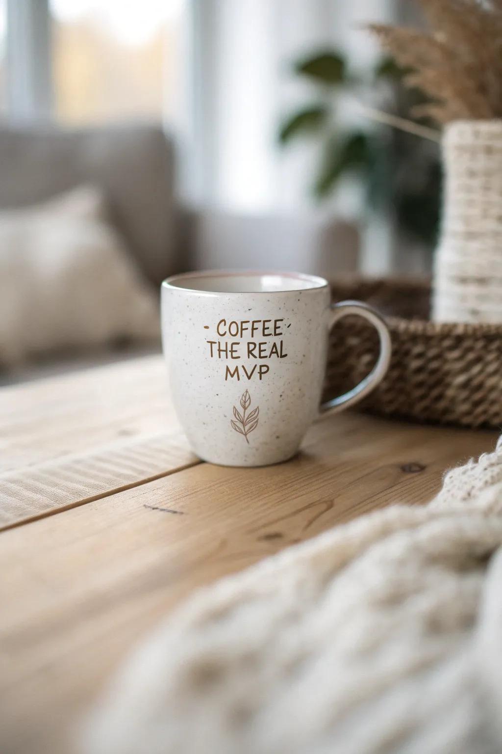 Celebrate your daily hero with a touch of boho charm: 'Coffee: The Real MVP'.