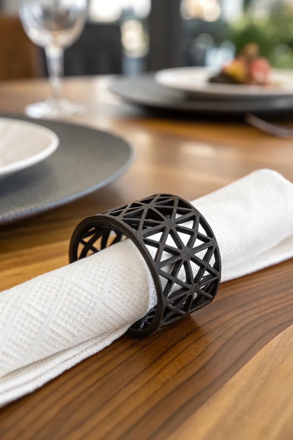Elevate your dining experience with handcrafted contemporary elegance: additive manufactured napkin wraps.