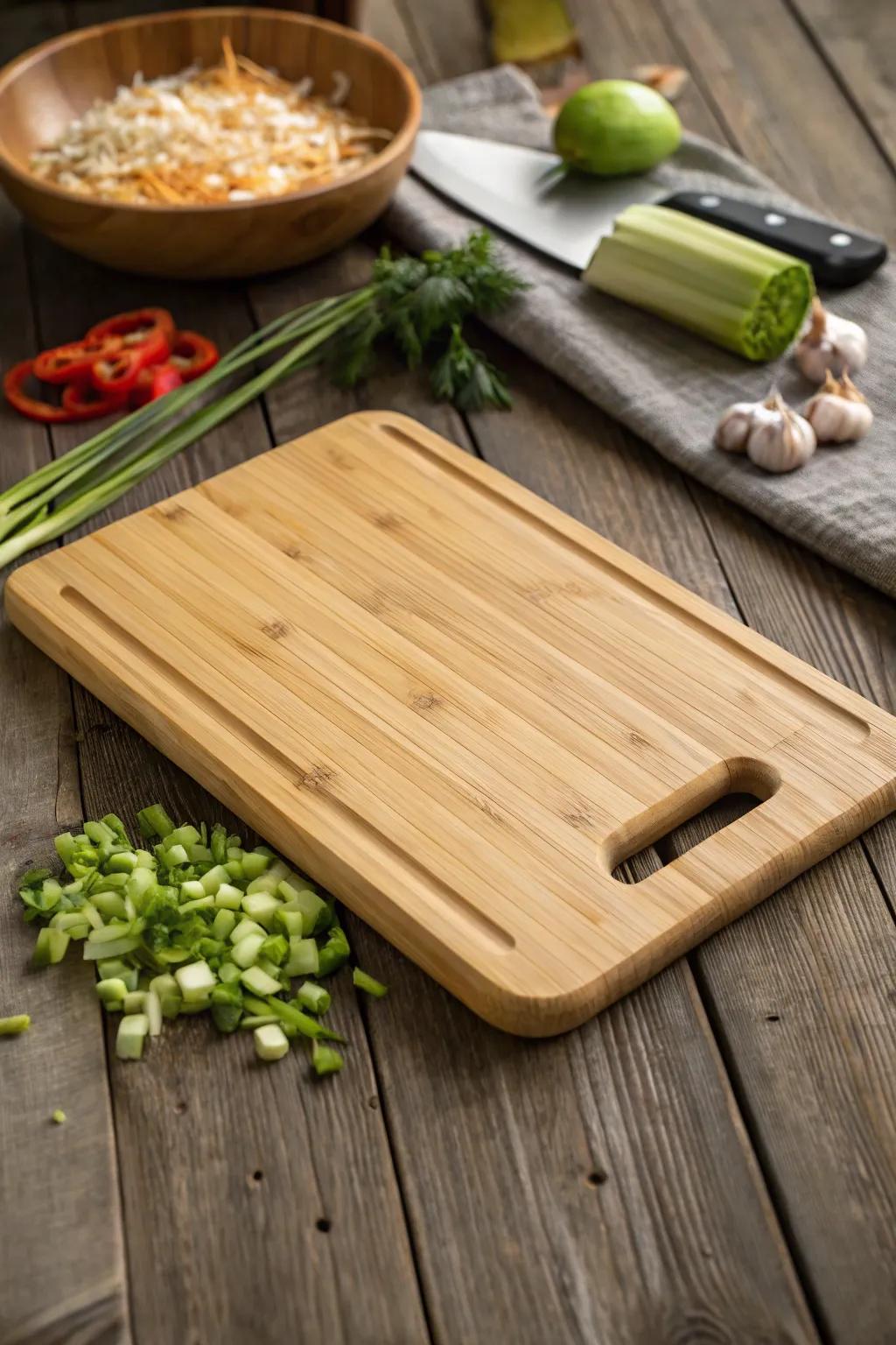 Amplify the style of your cooking space through this sustainable reed board—where sustainability merges seamlessly with craftsmanship.
