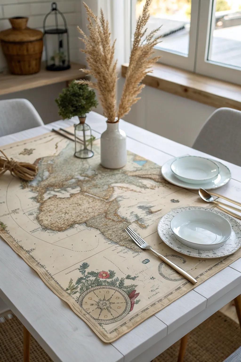 Sail into panache through a vintage nautical chart focal point, incorporating historical allure into your minimalist table arrangement. 🌊🗺️ #ScandiBoho #NauticalElegance
