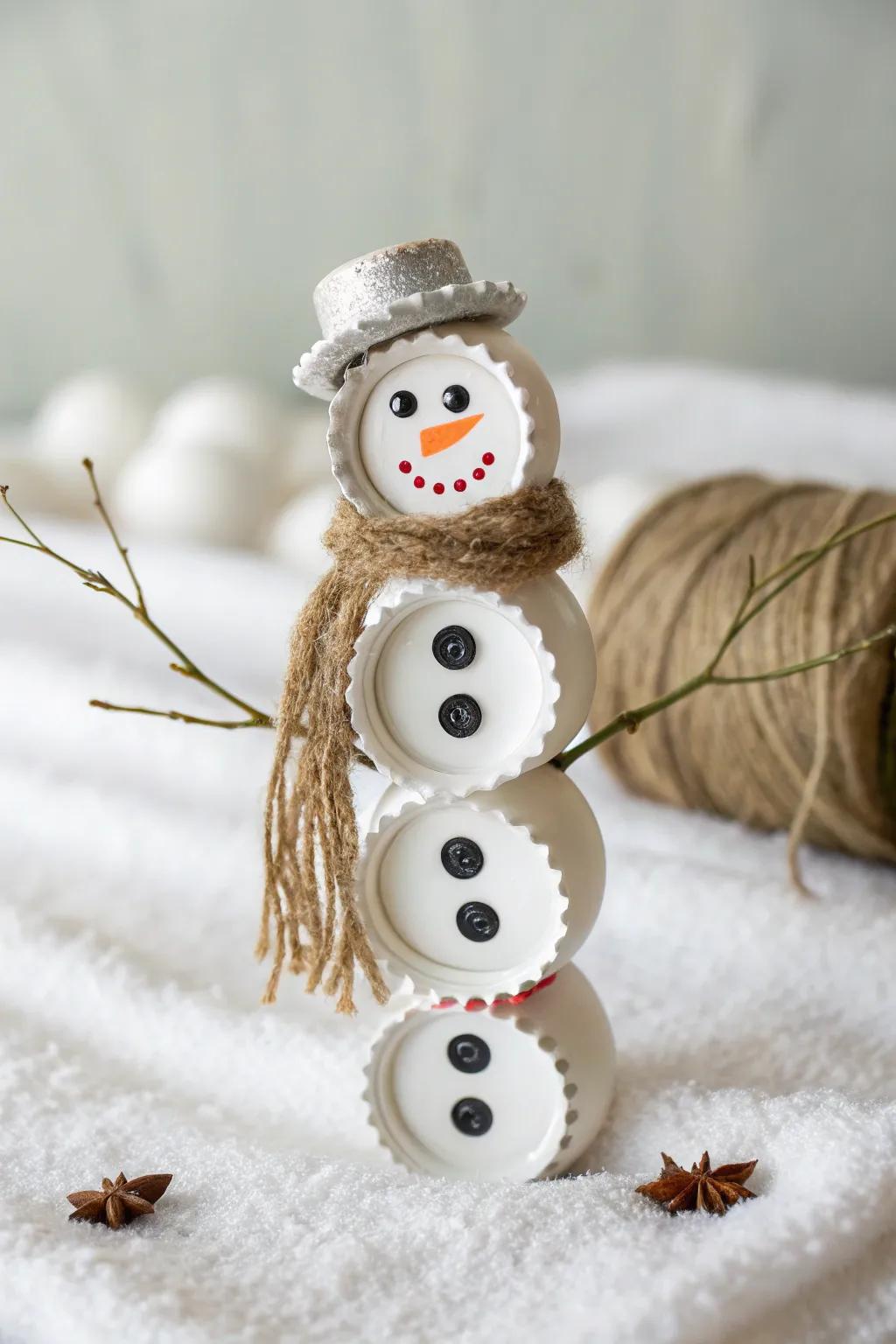 Transmute mundane stopper caps into charming snow personages for a hint of minimalist holiday enchantment!