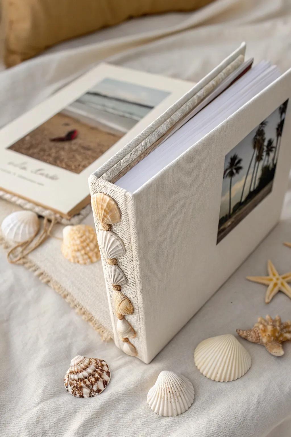 Relive your seaside memories through a hint of elegance: Design your seaside-adorned photo album.