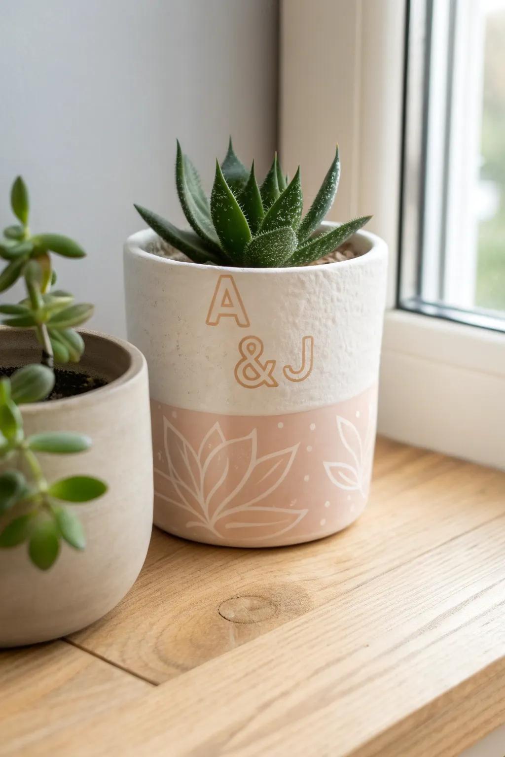 Add a personal touch to your wedding gifts with these stunning, personalized planters!