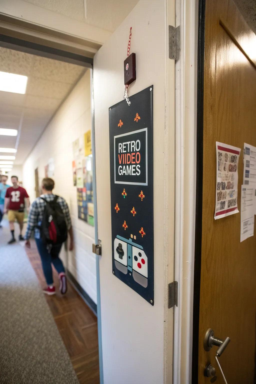 Nostalgic game-themed name tags deliver nostalgia and amusement to dorm decor.
